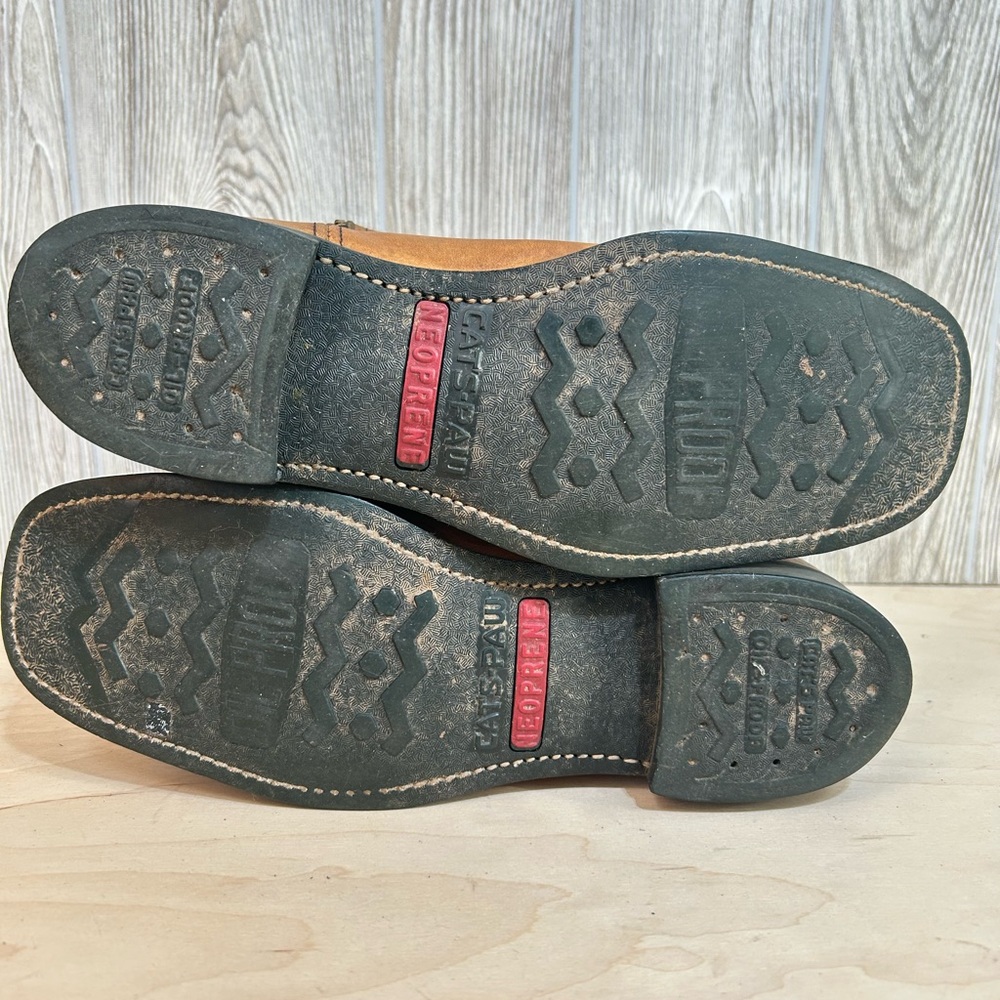 Vintage Sheboygan Burnt Orange Leather Side Zip Fleece Lined Utility Boots 9.5 - Picture 13 of 15